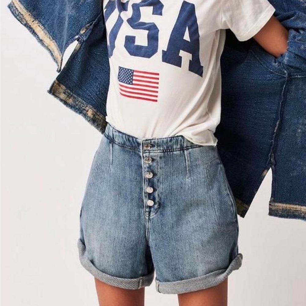 We The Free Blue Jean Shorts